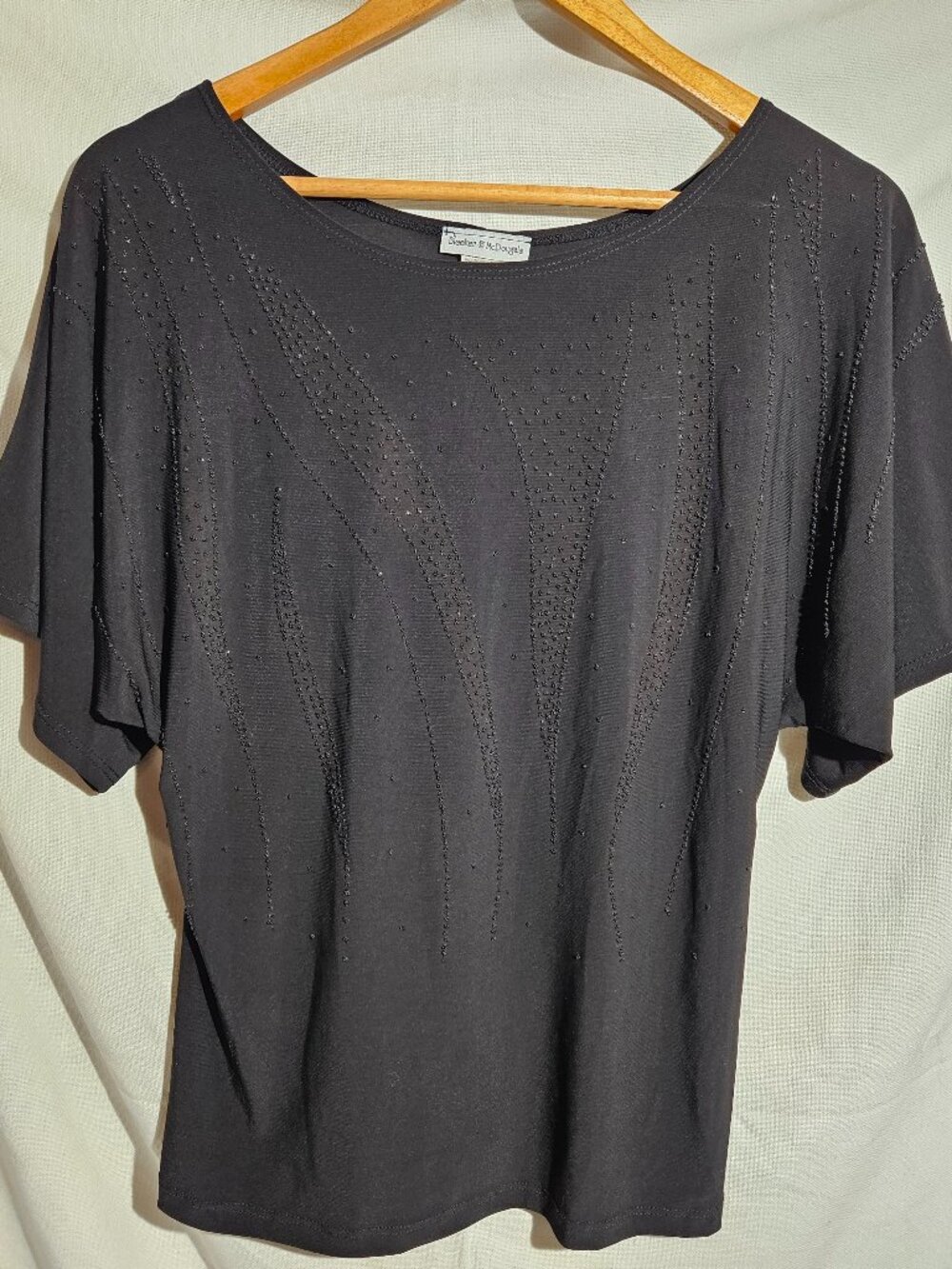 Bleeker & McDougal Woman's Black Beaded Blouse Size Large